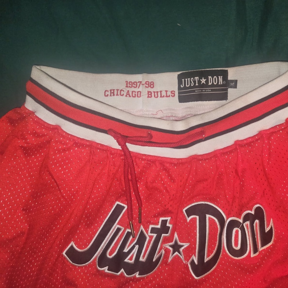 Just Don Red Athletic Bulls Shorts